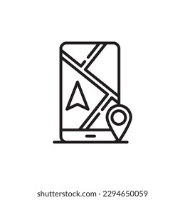 Mobile map icon gps icon location for app web logo banner poster icon - Vector