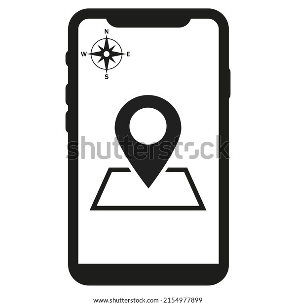Mobile Map Icon. Mobile gps icon.\
Smartphone with city map and marker. Vector\
illustration