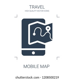 mobile map icon. high quality filled mobile map icon on white background. from travel collection flat trendy vector mobile map symbol. use for web and mobile