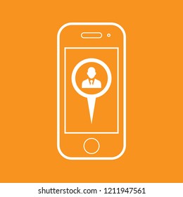 Mobile and map locator icon, stock vector illustration, EPS10. 