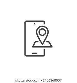 Mobile Maps line icon. linear style sign for mobile concept and web design. Smartphone navigation system outline vector icon. Symbol, logo illustration. Vector graphics