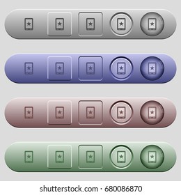 Mobile mark icons on rounded horizontal menu bars in different colors and button styles