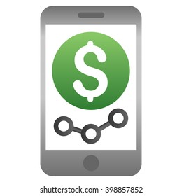 Mobile Market Monitoring vector toolbar icon for software design. Style is a gradient icon symbol on a white background.