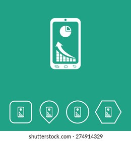 Mobile Market Status Icon on Flat UI Colors with Different Shapes. Eps-10.