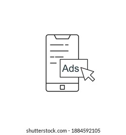 Mobile marketing advertising icon, Mobile marketing and promotion icon. Vector