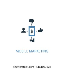 Mobile marketing concept 2 colored icon. Simple blue element illustration. Mobile marketing concept symbol design from SEO set. Can be used for web and mobile UI/UX
