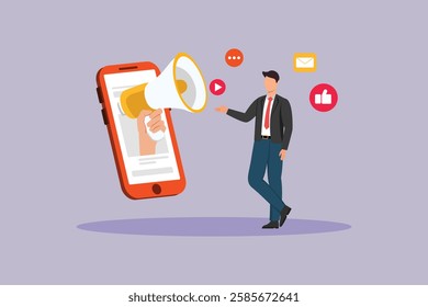 Mobile Marketing concept. Colored flat vector illustration isolated.