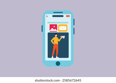 Mobile Marketing concept. Colored flat vector illustration isolated.