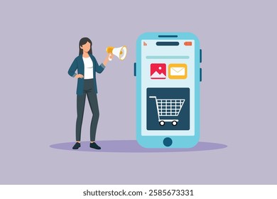 Mobile Marketing concept. Colored flat vector illustration isolated.