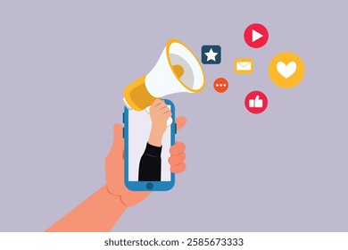 Mobile Marketing concept. Colored flat vector illustration isolated.