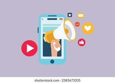 Mobile Marketing concept. Colored flat vector illustration isolated.