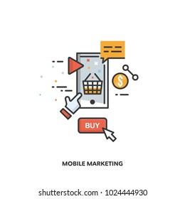 Mobile marketing concept design. Vector line design