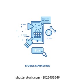 Mobile marketing concept design. Vector line design