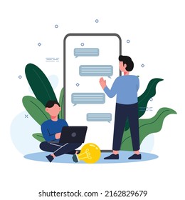 Mobile marketing concept flat illustration