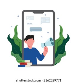 Mobile marketing concept flat illustration