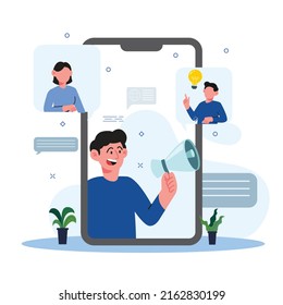Ilustración plana de concepto de marketing móvil