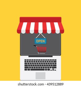 Mobile marketing concept idea with flat icons. Vector illustration. Set of flat design concept icons for online shopping. 