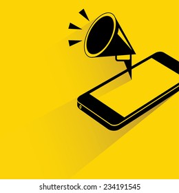 Mobile Marketing Concept, Smart Phone With Pop Up Megaphone, Mobile Advertising