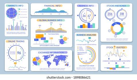 Mobile Marketing Dashboard. Clean Statistics Software Interface With Graphs And Charts, Financial Admin Reporting Ui Design Kit With Infographics Elements And Info Diagrams