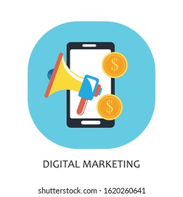 Mobile Marketing Design with Smart Phone And White Background