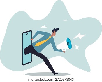 Marketing móvil, estrategia digital utilizando influencer o publicidad con App de redes sociales dirigido al usuario de smartphone .about un hombre y su vida.