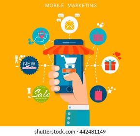 Mobile Marketing in Flat design