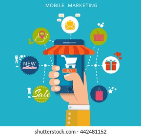 Mobile Marketing in Flat design