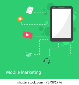 Mobile marketing flat design background