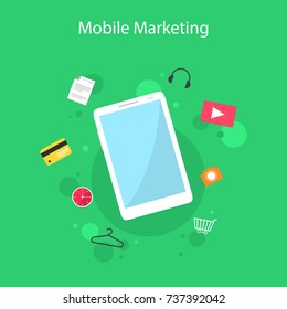 Mobile marketing flat design background