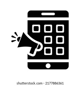 Icono de marketing móvil. Gráficos vectoriales negros.