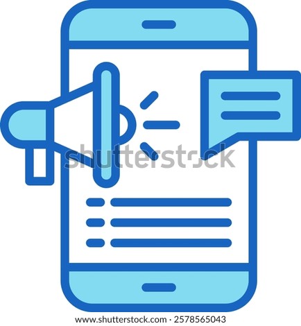 Mobile Marketing Icon Blue Vector Illustration