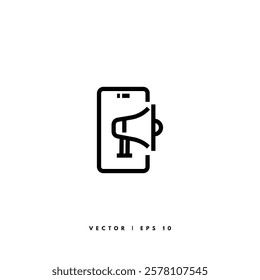 Mobile Marketing Icon. Editable Stroke