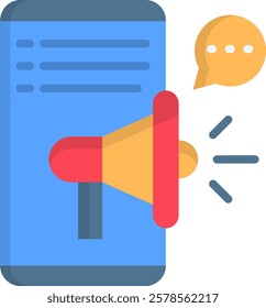 Mobile Marketing Icon Flat Vector Illustration