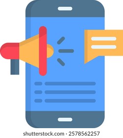 Mobile Marketing Icon Flat Vector Illustration