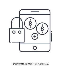 Mobile marketing icon, linear isolated illustration, thin line vector, web design sign, outline concept symbol with editable stroke on white background.