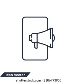 mobile marketing icon logo vector illustration. mobile and megaphone symbol template for graphic and web design collection