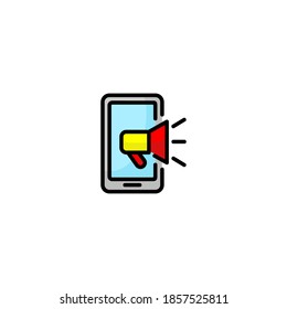 Mobile marketing icon. Seo and marketing icon. Search engine optimization icon. Flat, outline, simple, black, color.