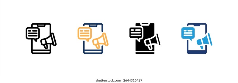 Mobile Marketing icon set multiple style collection. Vector illustration.