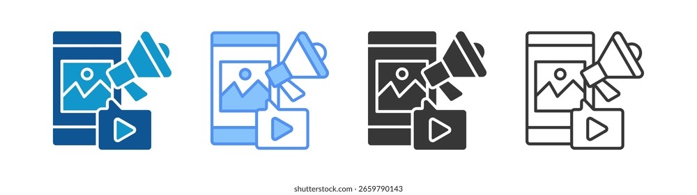 Conjunto de Ícones de Marketing Móvel Coleção de Vários Estilos