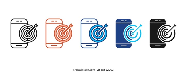 Mobile Marketing Icon Set Multiple Style Collection