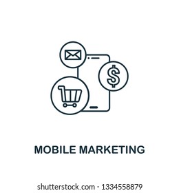 Mobile Marketing icon thin line style. Symbol from online marketing icons collection. Outline mobile marketing icon for web design, apps, software, printing usage