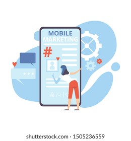 Mobile Marketing, Internet Advertising, Promotion and Personalizing, Online Shopping, Business Software Flat Vector Illustration