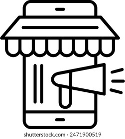 Mobile Marketing Line Icon Vector Design