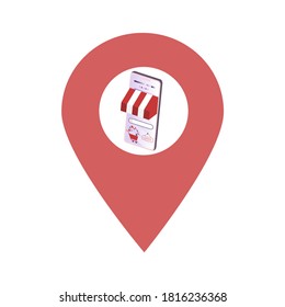 Mobile marketing location map pin pointer icon. Element of map point for mobile concept and web apps. Icon for website design and app development. Premium digital marketing, e-commerce flat icon sign.
