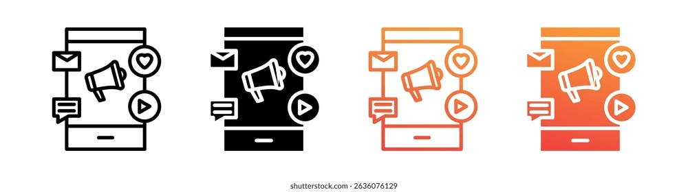 Vector de conjunto de iconos de estilo múltiple de marketing móvil