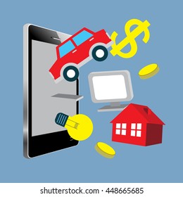 Mobile marketing and online shopping, business concept