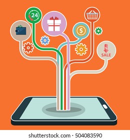 Mobile marketing and personalizing. vector illustration design