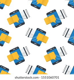Mobile marketing seamless pattern design, Repeat textile design. Fabric print.