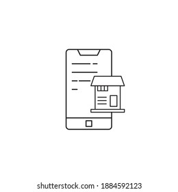 Mobile marketing shop icon, mobile marketing and promotion icon. Vector