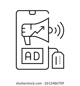 mobile marketing social media line icon vector. mobile marketing social media sign. isolated contour symbol black illustration